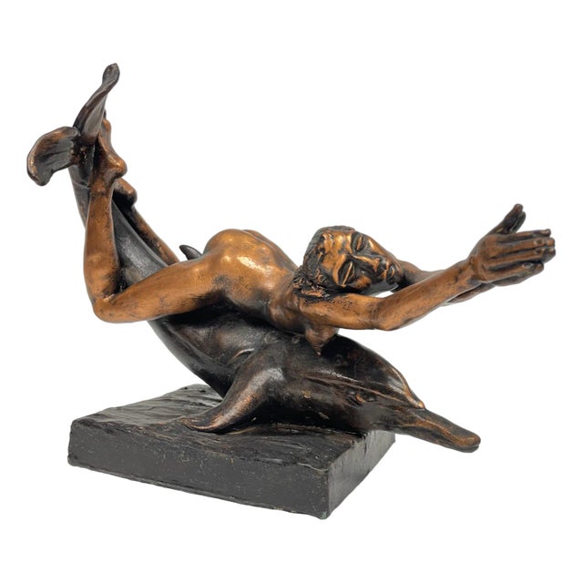 Woman on Dolphin, 1981, Copper & Pewter For Sale