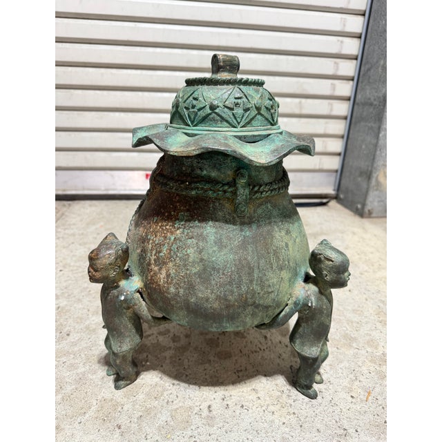 Antique Bronze Censer Incense Burner Lucky Money Frog Karako Chinese Asian For Sale In Pittsburgh - Image 6 of 13