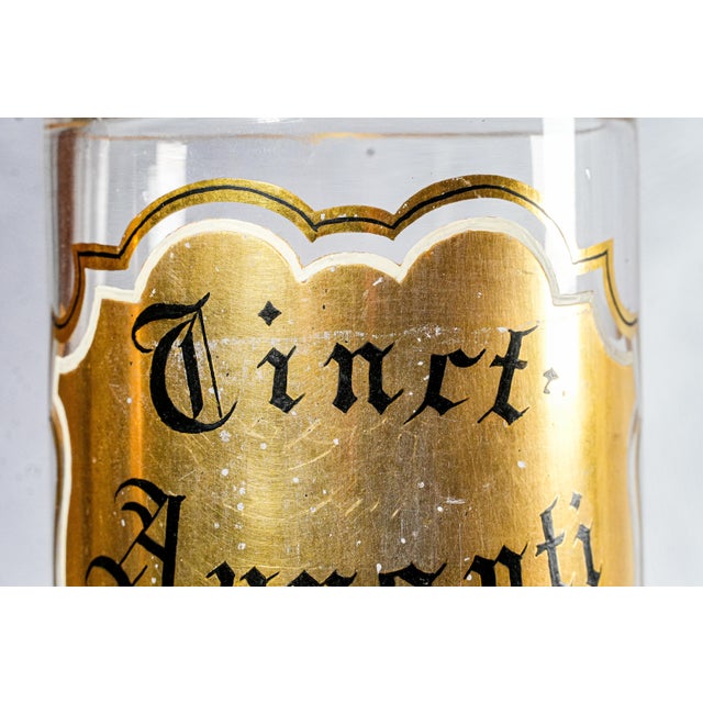 Glass Pair 19th Century Large Antique Hand Painted Apothecary Pharmacy Display Bottles For Sale - Image 7 of 18
