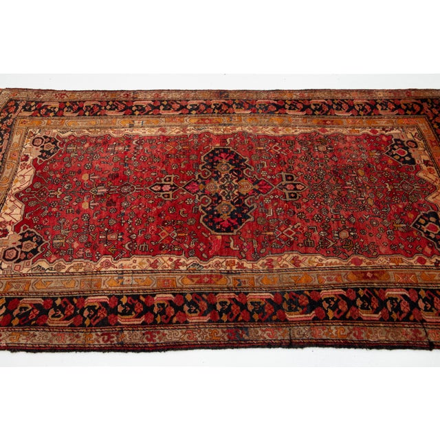 4 X 7 Hand-Knotted Persian Bidjar Wool Rug in Red From the 1960s For Sale - Image 4 of 8