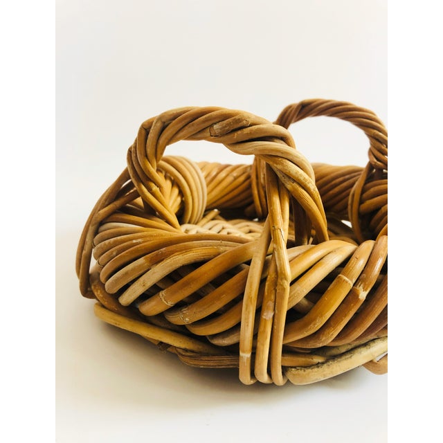 Vintage Round Thick Woven Basket Tray With Handles Chairish