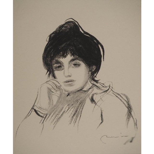 Pierre-Auguste RENOIR (1841-1919) Portrait of a pensive woman (Madame Malek André), 1956 Lithograph enhanced with stencil...