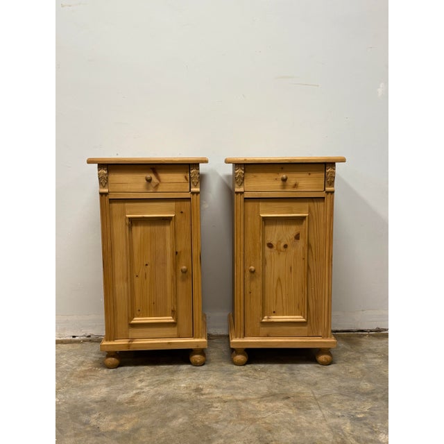 Brown Vintage European Pine Nightstands For Sale - Image 8 of 8