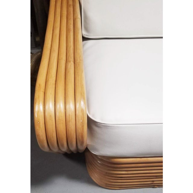 1940s Restored Rattan Five Strand Square Pretzel Sofa & Lounge Chair, 2 Pieces For Sale - Image 9 of 11