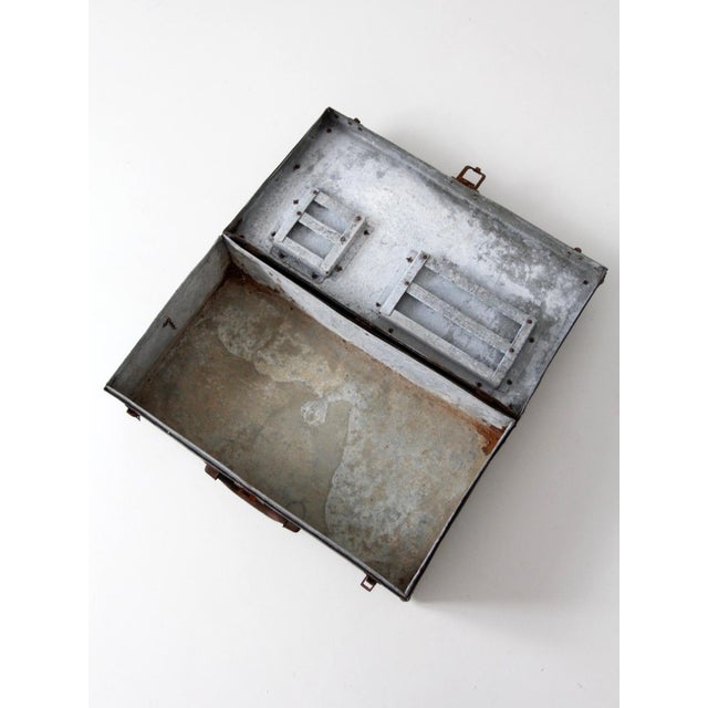 Antique Galvanized Metal Travel Case For Sale - Image 18 of 18