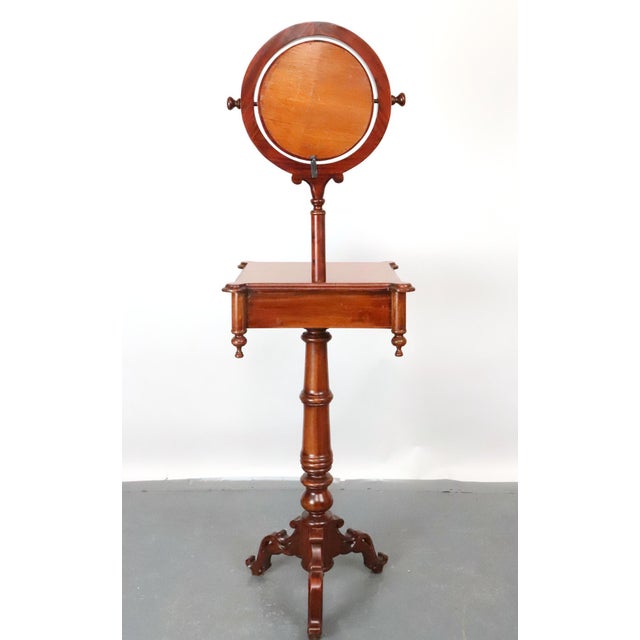 Early 20th Century Wooden Shaving Stand With Tilting Beveled Mirror For Sale - Image 9 of 10