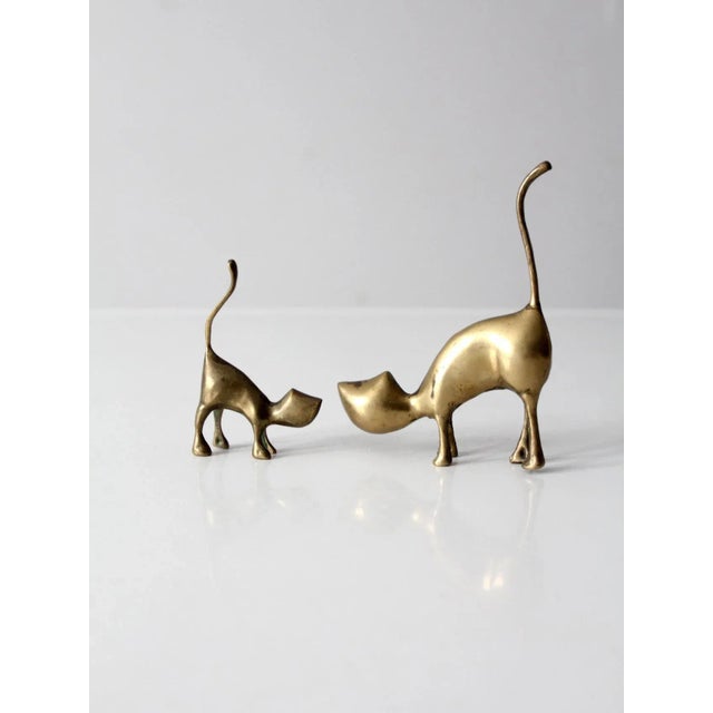Mid Century Brass Cats Pair For Sale - Image 4 of 9