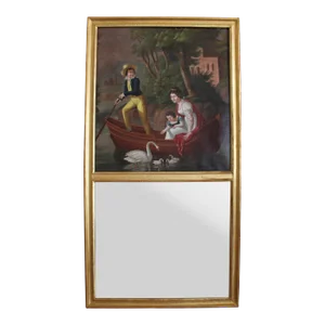 Continental Gilt Framed Trumeau Mirror With Swans, Early 19th Century