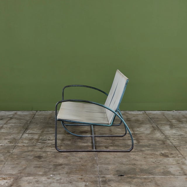 Off-white Walter Lamb for Brown Jordan Vinyl Bronze Patio Settee For Sale - Image 8 of 18