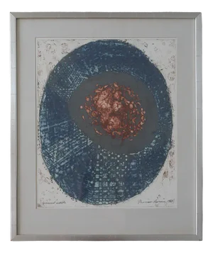 Thormod Larsen, Composition, Color Etching, 1964, Framed