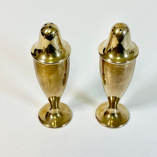 1940s 1940s Vintage Art Deco Boho Chic Brass Salt & Pepper Shakers - A Pair. For Sale - Image 5 of 8