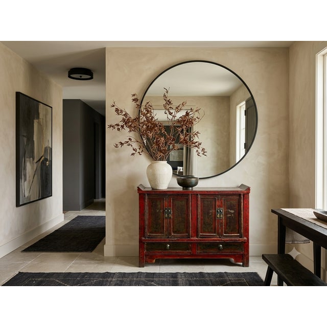 Vintage Distressed Brick Red Marks Point Edge Credenza Sideboard Cabinet For Sale In San Francisco - Image 6 of 18