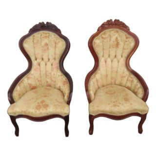 Mid 20th Century Victorian Kimball Carved Side Chairs a Pair 6218 For Sale