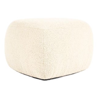 Custom Morro Triangular Ottoman Footstool — Stone Bouclé — White Oak For Sale