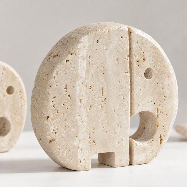 Stone Italian Travertine Elephant Sculptures by Enzo Mari, 1970s, Set of 3 For Sale - Image 7 of 9