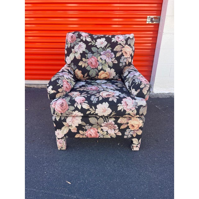 Vintage 1980s Floral Mason Art Club Chair For Sale - Image 4 of 5