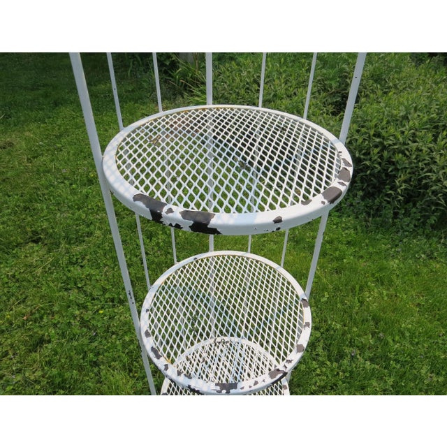 White Vintage 1970s Solid Wrought Iron 4-Tier Dome Top Plant Stand / Shelving For Sale - Image 8 of 13