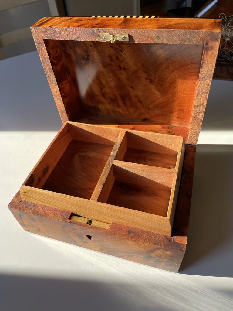 Moroccan Box Circa 1990s Thuya Wood Jewelry Box, Vintage Handmade