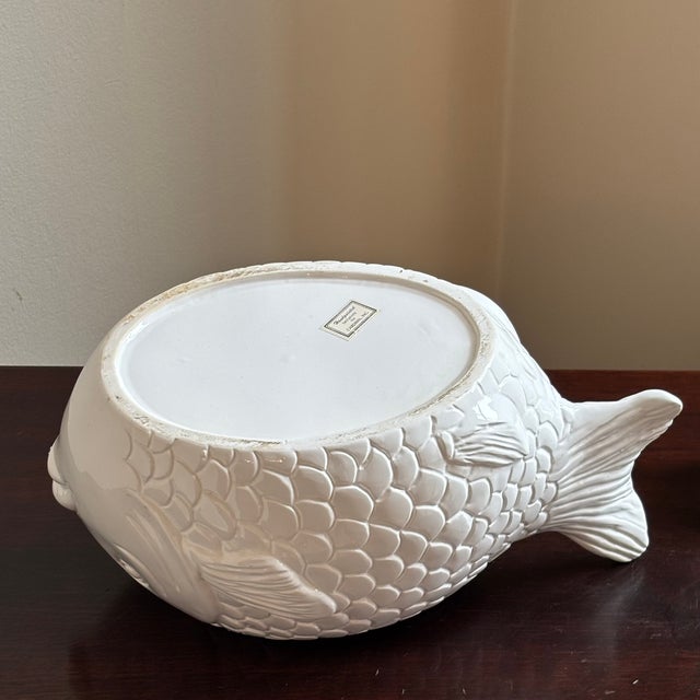 Vintage Hand Painted Ceramic Fish Tureen & Ladel For Sale - Image 13 of 16