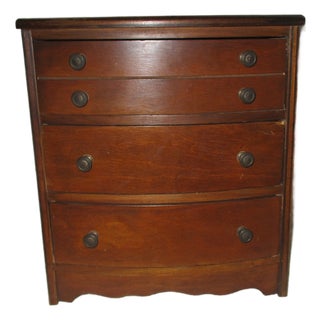 Vintage Federal Miniature Walnut Bow Front Chest of Drawers / Jewelry Chest For Sale