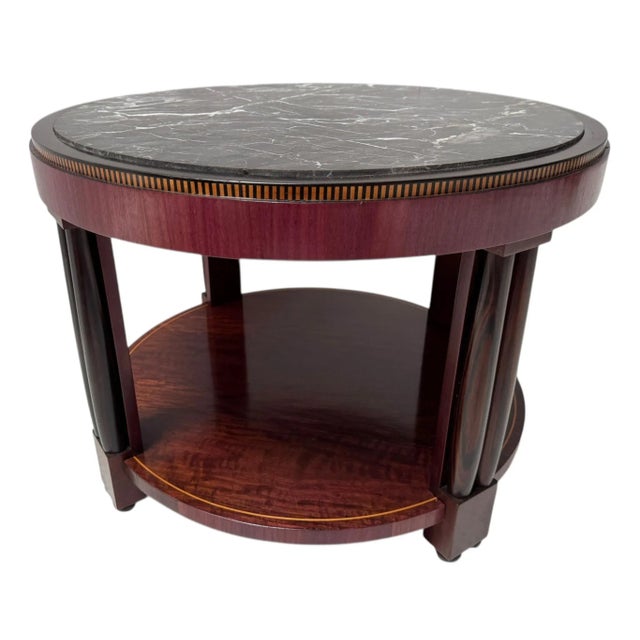 Wood French Art Deco Coffee Table with Marble Top, 1930s For Sale - Image 7 of 11