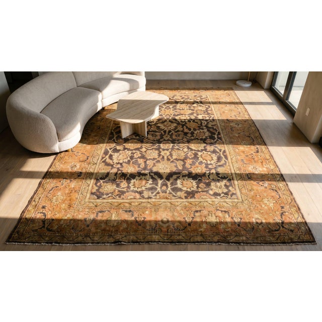 Traditional Harshang Palmette Motif in the Center Antique Persian Sultanabad Rug For Sale - Image 13 of 15