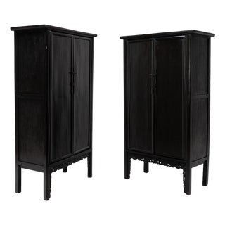 Pair of Chinese Grand Chrysanthemum Cabinets, C. 1880 For Sale