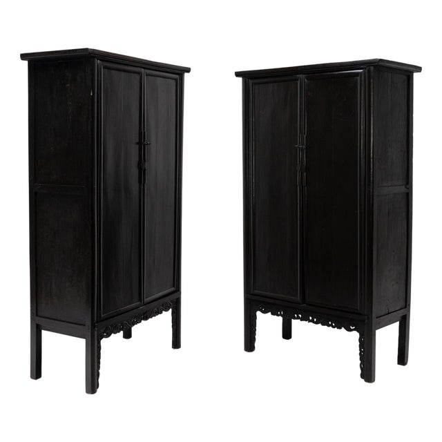 Pair of Chinese Grand Chrysanthemum Cabinets, C. 1880 For Sale