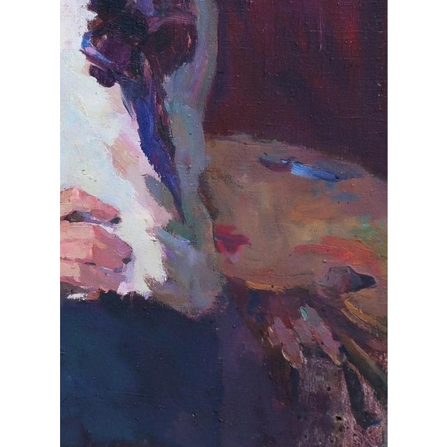 1950s Soviet Man Portrait, Original Oil Painting, Ukrainian Artist, 1950s 87-65 For Sale - Image 5 of 6