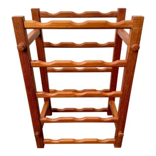 Vintage Mid Century Modern Teak Wood 15 Bottle Wine Rack / Storage For Sale