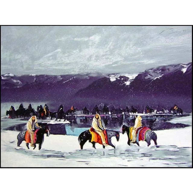 Impressionist 1990s "Yellow Robes in the Crazy Woman Mountains" Earl Biss Original Limited Edition Serigraph For Sale - Image 3 of 3