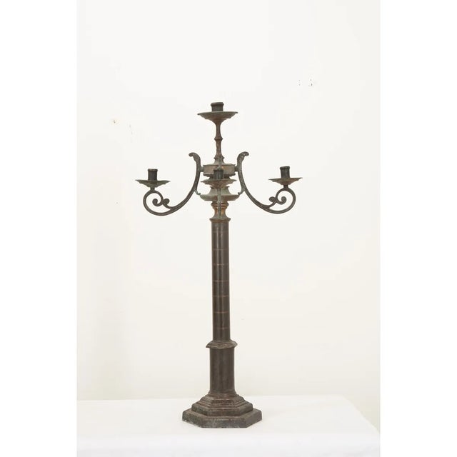 French 19th Century Large Tole Candelabra For Sale In Baton Rouge - Image 6 of 8