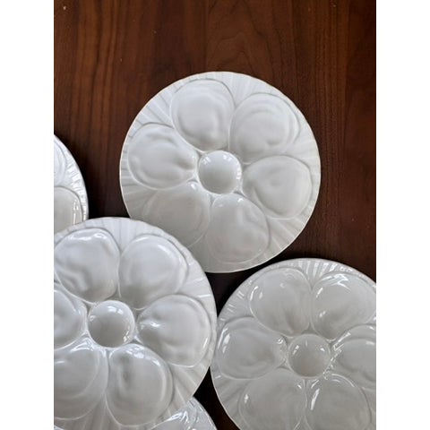 French Provincial Vintage French Pillivuyt Porcelain Oyster Plates, White, Set of 6 For Sale - Image 3 of 10