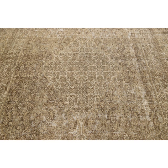 Brown Brown Persian Malayer Wool Rug HandCrafted in the 1910s For Sale - Image 8 of 9