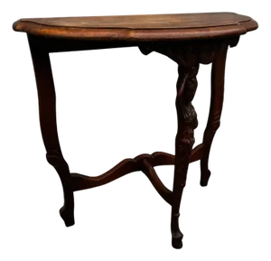 Early 20th Century Turn of the Century Figural Louis XV Style Demilune Table