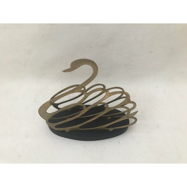 Hollywood Regency Brass Swan Letter Book Magazine Holder For Sale - Image 3 of 7
