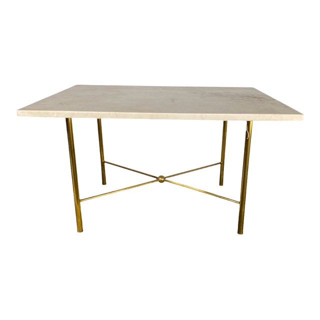 Mid 20th Century Danish Marble Top Brass Frame Table Modern Simplicity For Sale