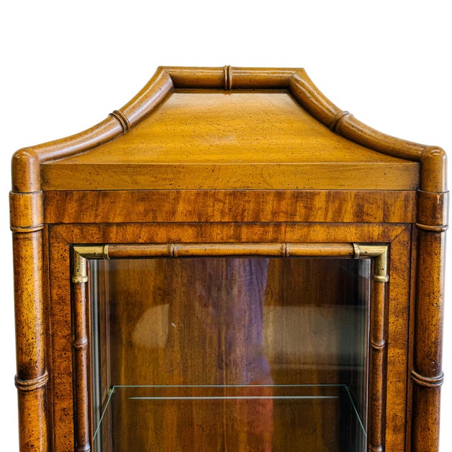 Vintage Weiman Hollywood Regency Faux Bamboo & Brass Glass Display Cabinet For Sale - Image 9 of 17