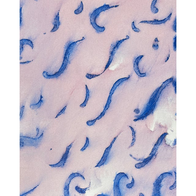 Pink Large Abstract Watercolor/Signed and Dated '93 For Sale - Image 8 of 8