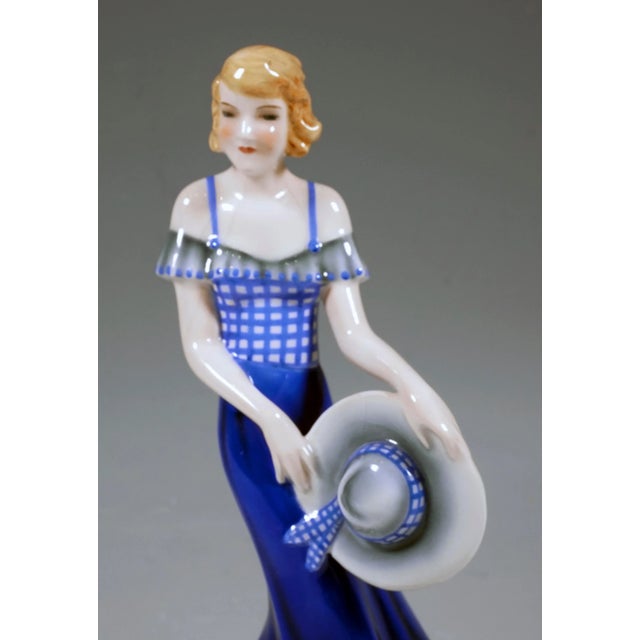 Art Deco Girl with Hat Figurine by Stephan Dakon, 1935 For Sale - Image 4 of 6