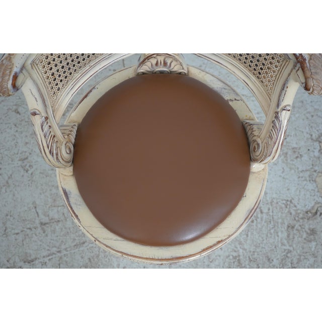 French Louis XV Cane Back Painted Vanity Stool For Sale - Image 10 of 18