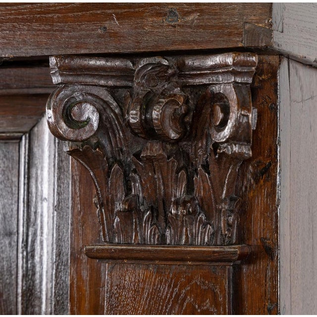 Renaissance Monumental 17th Century Dutch Cabinet in Sculpted Oak For Sale - Image 3 of 8