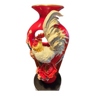 Franz Collection Masterworks "Good Luck Crowing Rooster" Large 18" Porcelain Vase | Fz03577 For Sale