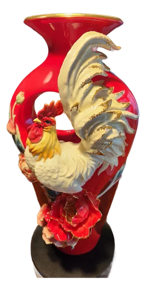 Franz Collection Masterworks "Good Luck Crowing Rooster" Large 18" Porcelain Vase | Fz03577