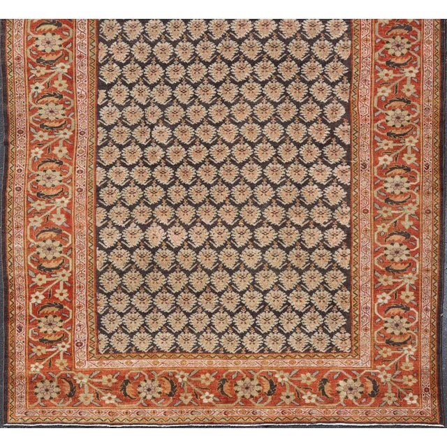 Dark Blue Antique Persian Sultanabad Rug in All-Over Paisley 10'3 X 15'2 For Sale - Image 9 of 15