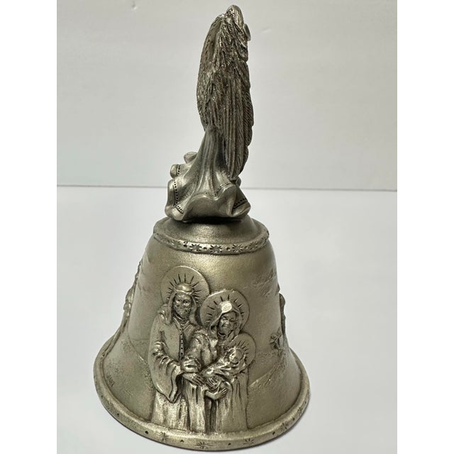 Metal Vintage Late 20th Century Angel/Nativity Scenery Pewter Bell For Sale - Image 7 of 12