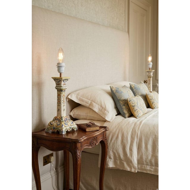 French Rouen Faience Table Lamps, 1890s, Set of 2 For Sale - Image 3 of 18