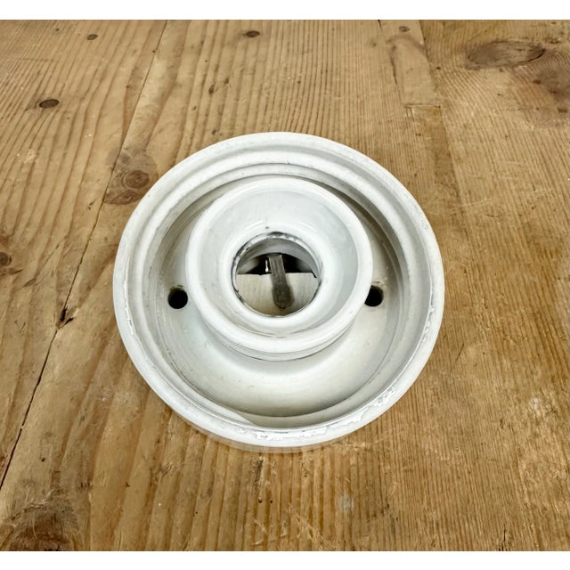 Glass Vintage White Porcelain Wall Light, 1970s For Sale - Image 7 of 11