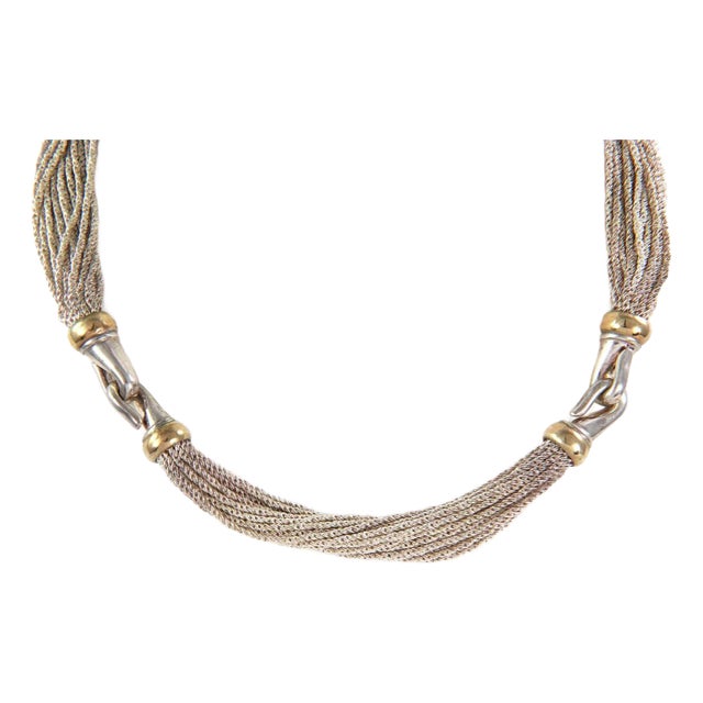 Tiffany & Co. Necklace 925 Silver 14k Yellow Gold Multi-Strand For Sale