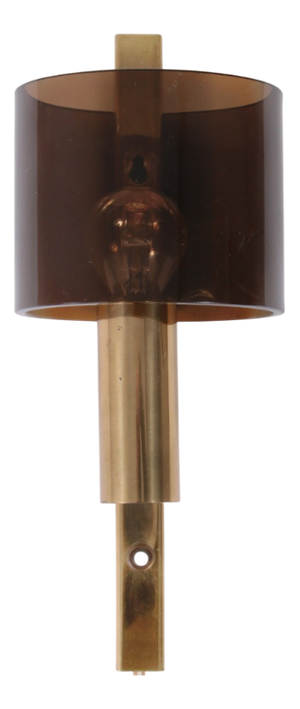 Danish Gilt Brass & Smoked Acrylic Glass Sconce from Hassel & Teudt, 1960s